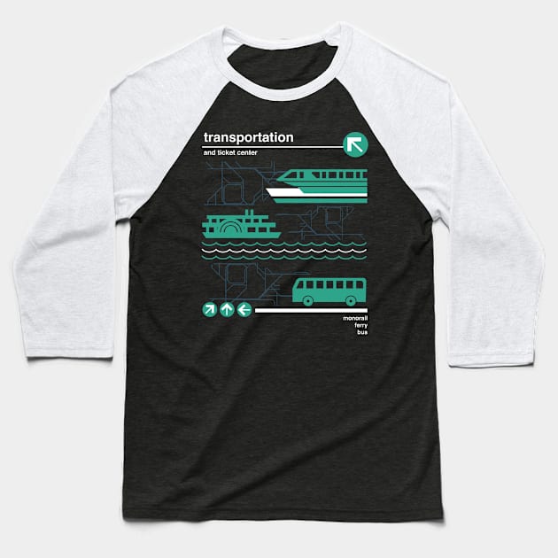 Transportation and Ticket Center Shirt Design Baseball T-Shirt by retrocot